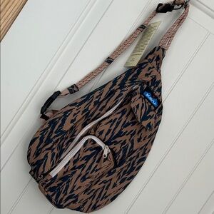 Kavu Tan and Black Patterned Belt Bag